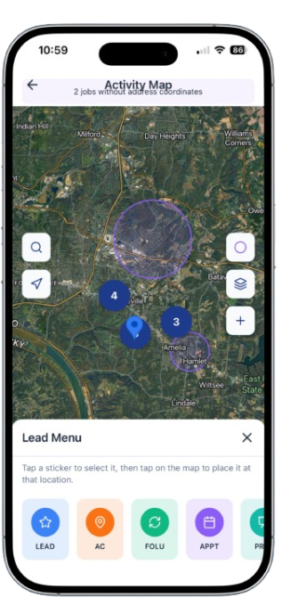ServiceWizard field activity map for service business routes